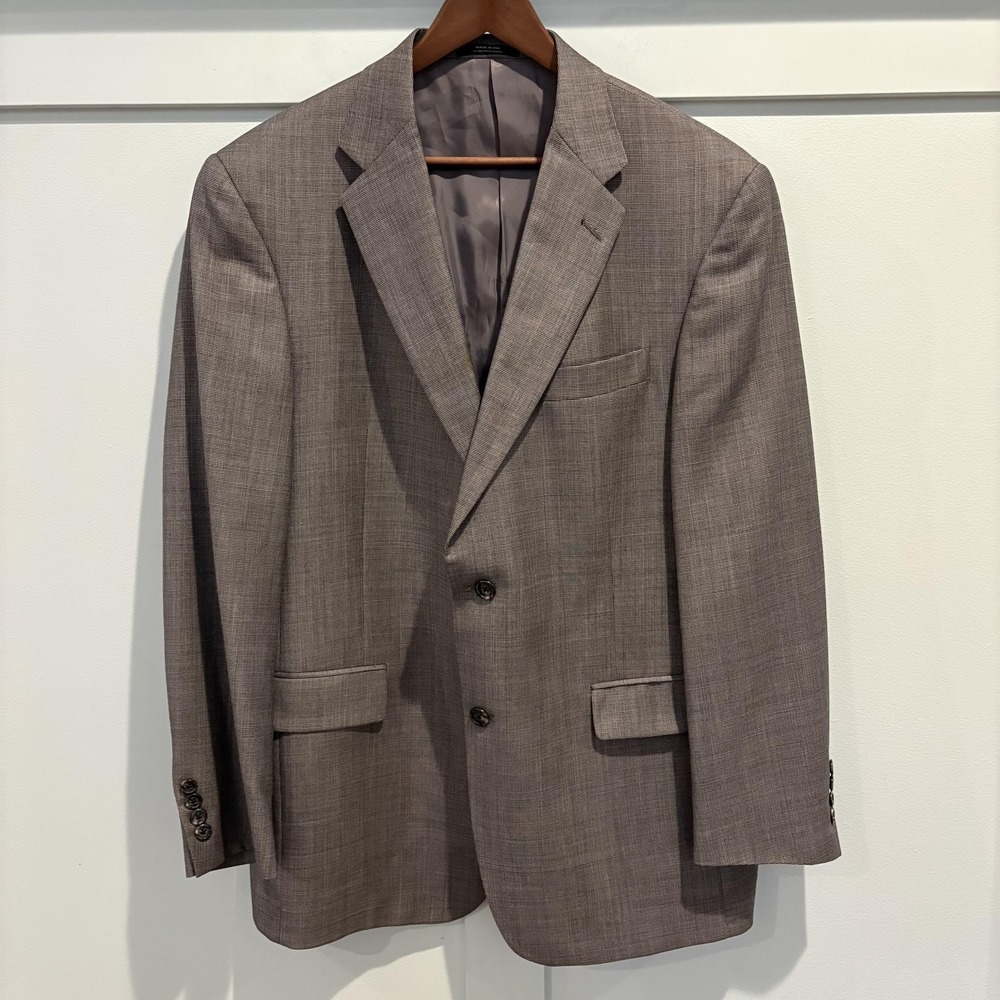 Vtg Hart Schaffner Marx Blazer 43R Gray Check‎ Sport Coat Jacket Two Button USA